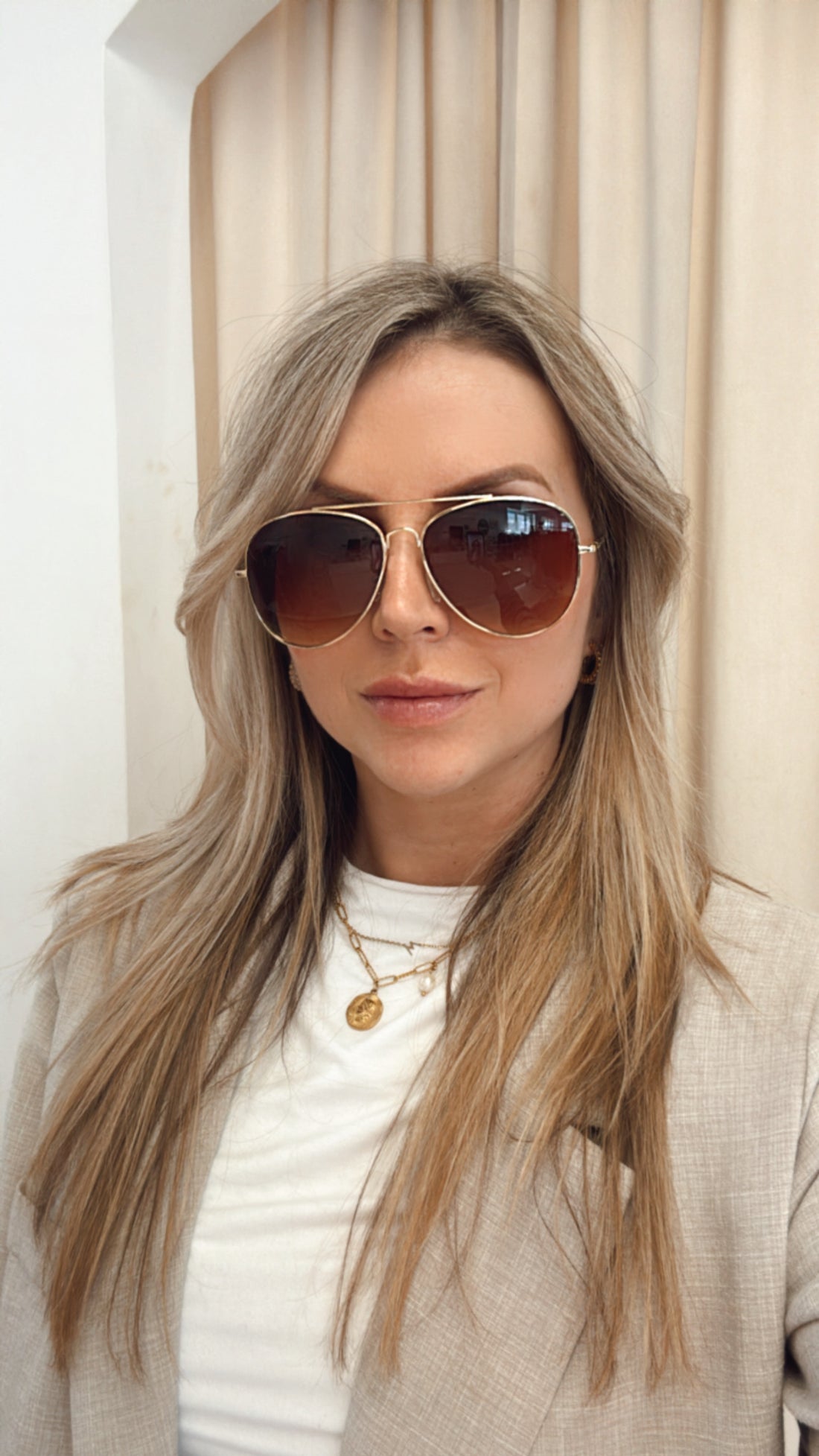 NEW MILEY AVIATOR SUNGLASSES (GOLD | DARK BROWN)