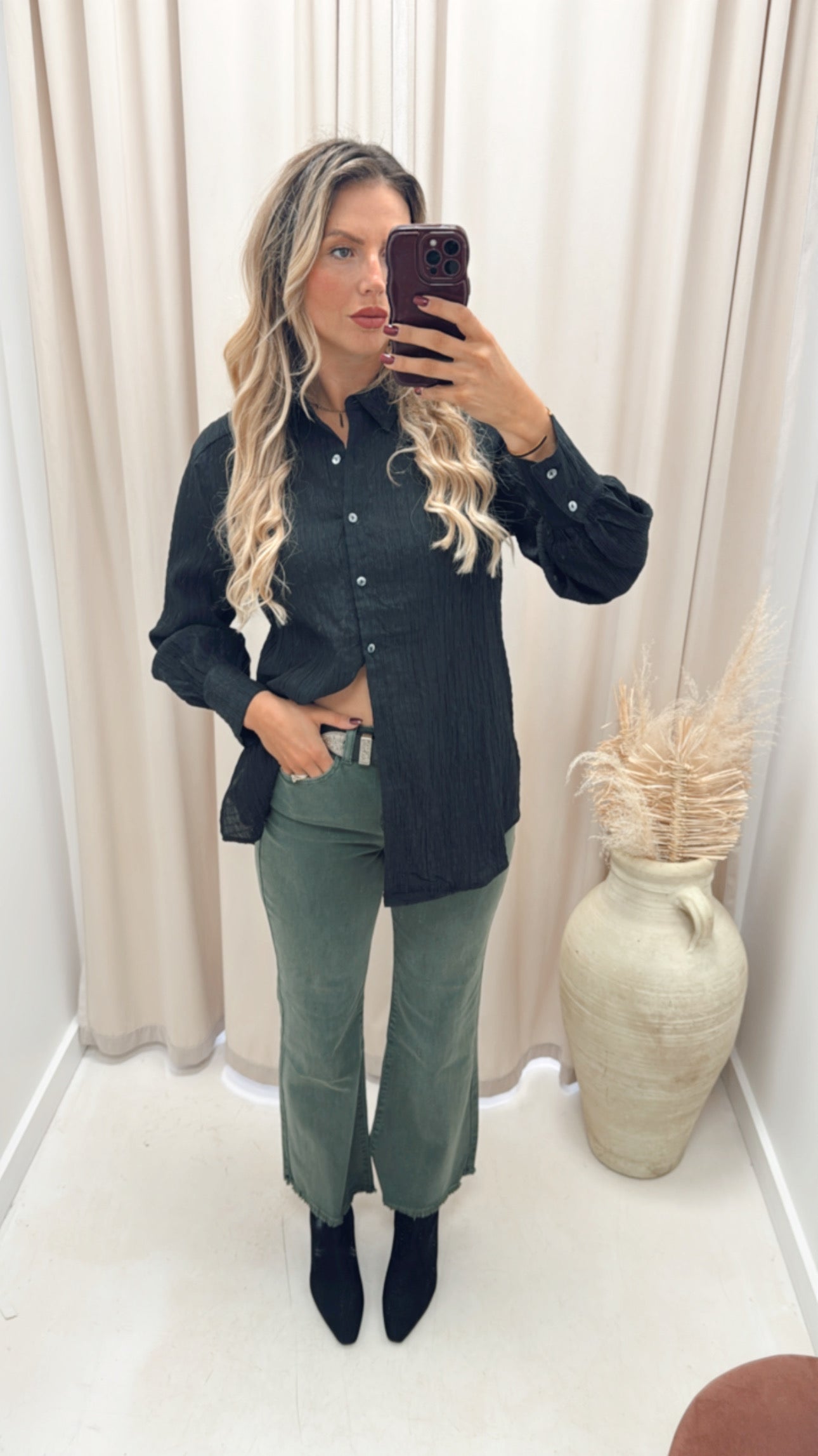 NAOMIE BUTTON UP BLOUSE (BLACK)