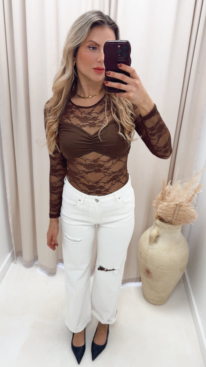 LACE TOP (BROWN)