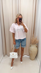 HIGH RISE MID LENGTH CUFFED SHORTS