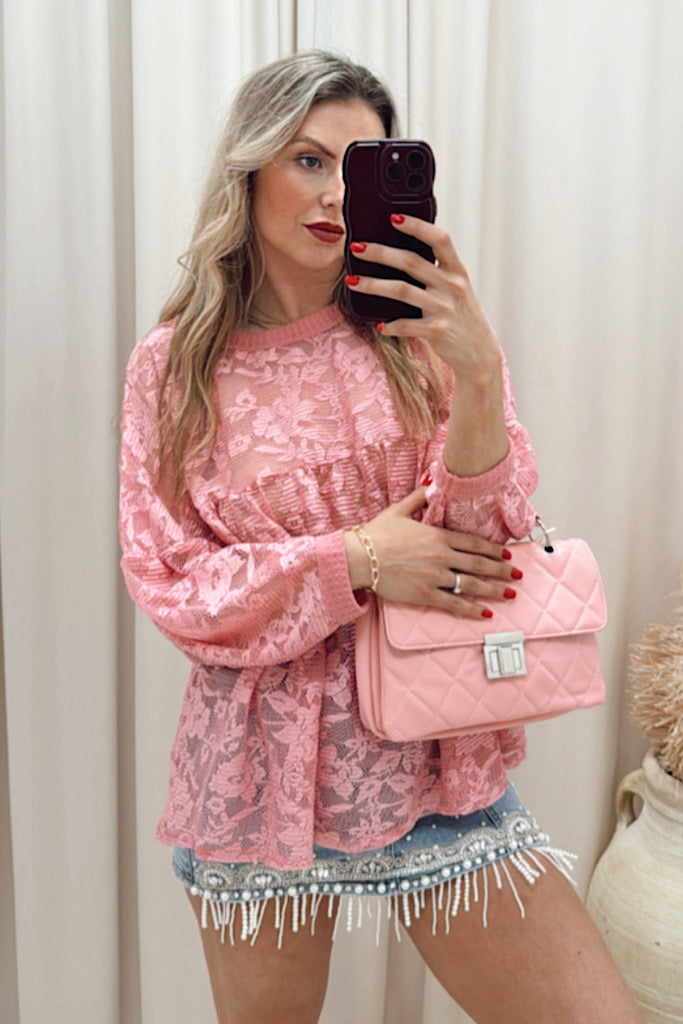 NEW ELLERIE LACE TOP (MAUVE PINK)
