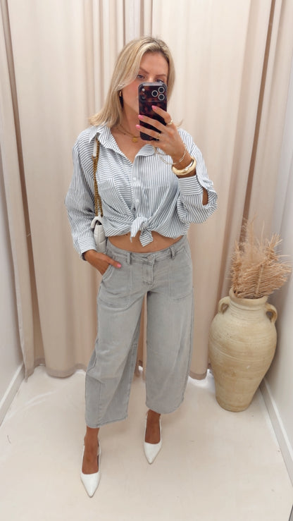 SLOUCHY CROPPED BARREL JEANS (GREY)