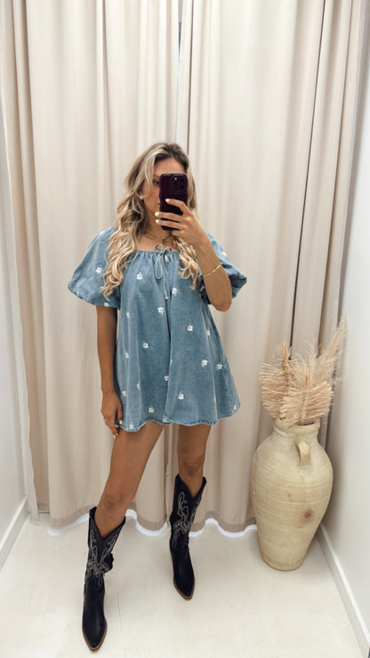 BLOSSOM DENIM ROMPER