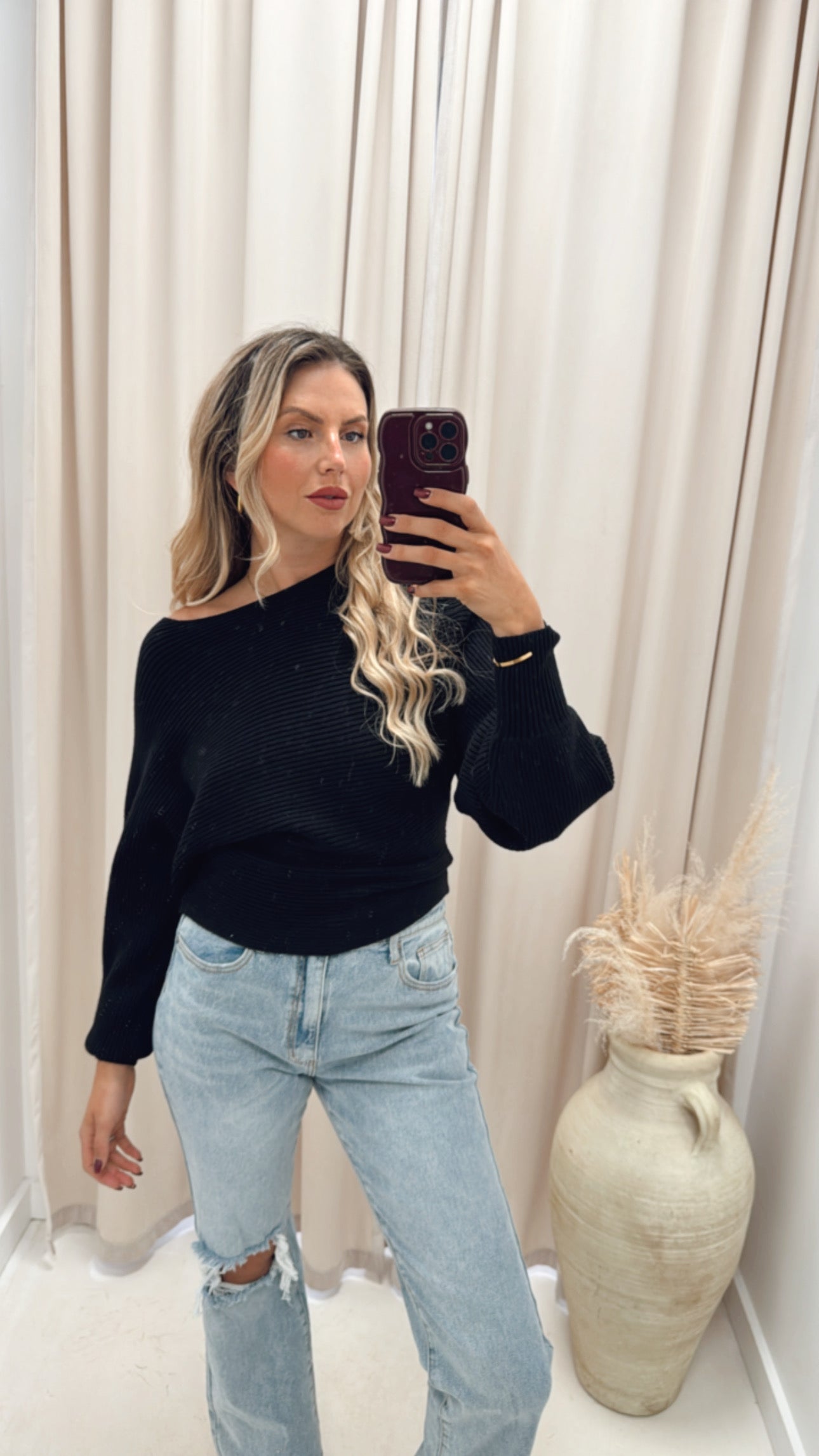 ARLA RIBBED SWEATER (BLACK)