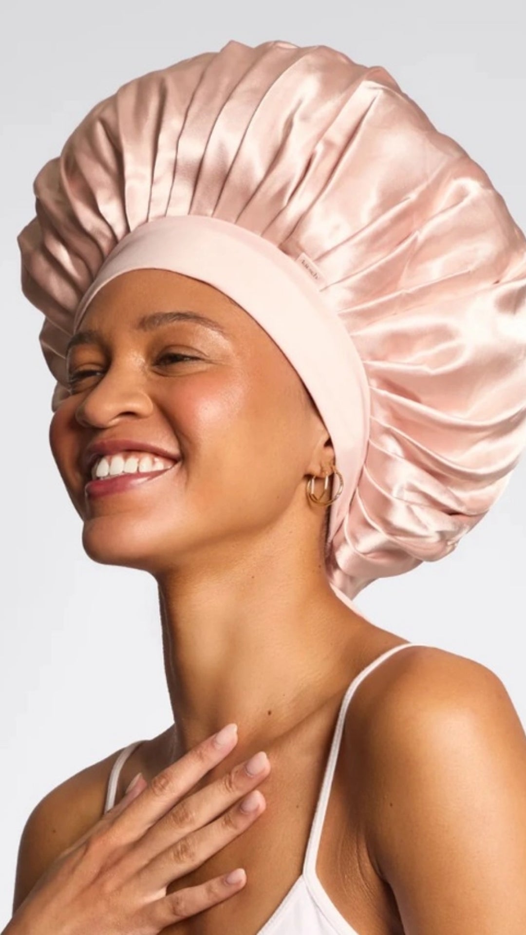 ADJUSTABLE OVERSIZED SATIN BONNET - BLUSH | KITSCH