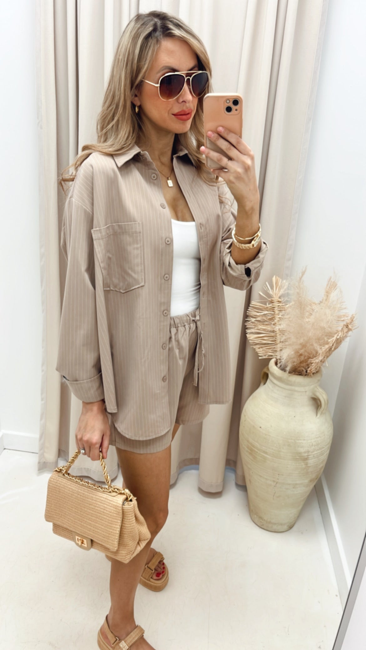 NEW QUIN TWO PIECE SHORT SET (BEIGE OR BLACK)