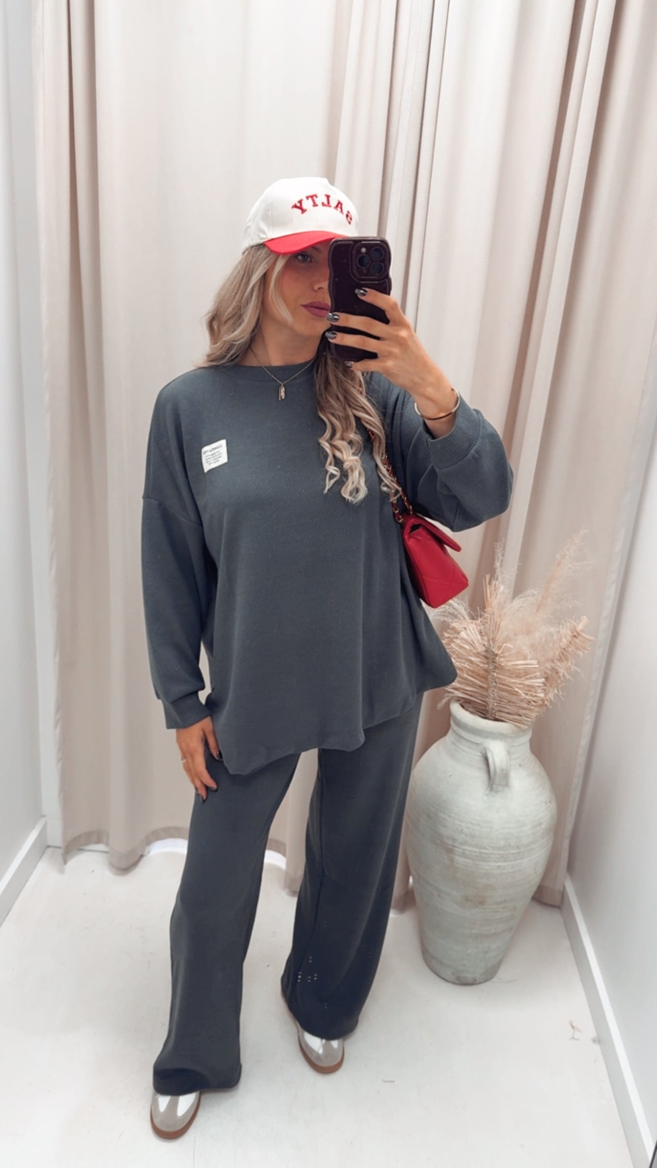 CLASSIC CORDUROY SWEATER AND TROUSER SET (CHARCOAL)