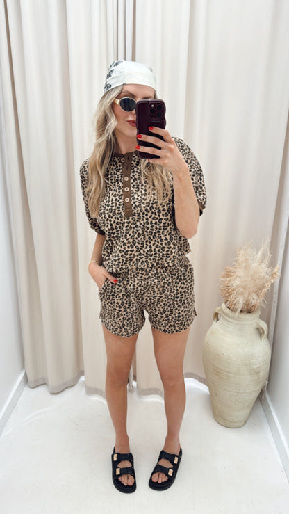 NEW GEORGIA TWO PIECE SHORT SET (ANIMAL PRINT)