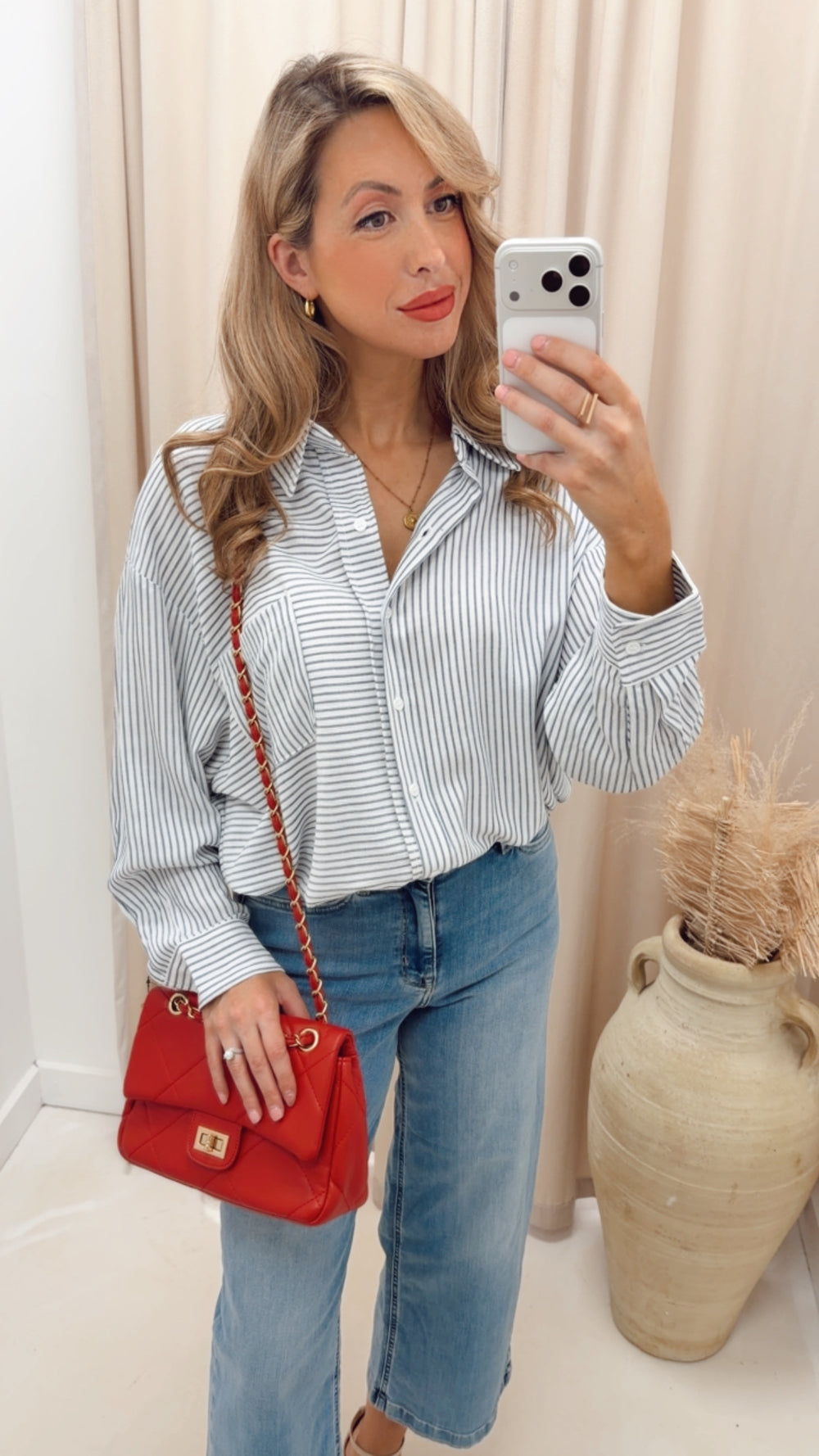 WOVEN STRIPE BUTTON DOWN SHIRTS