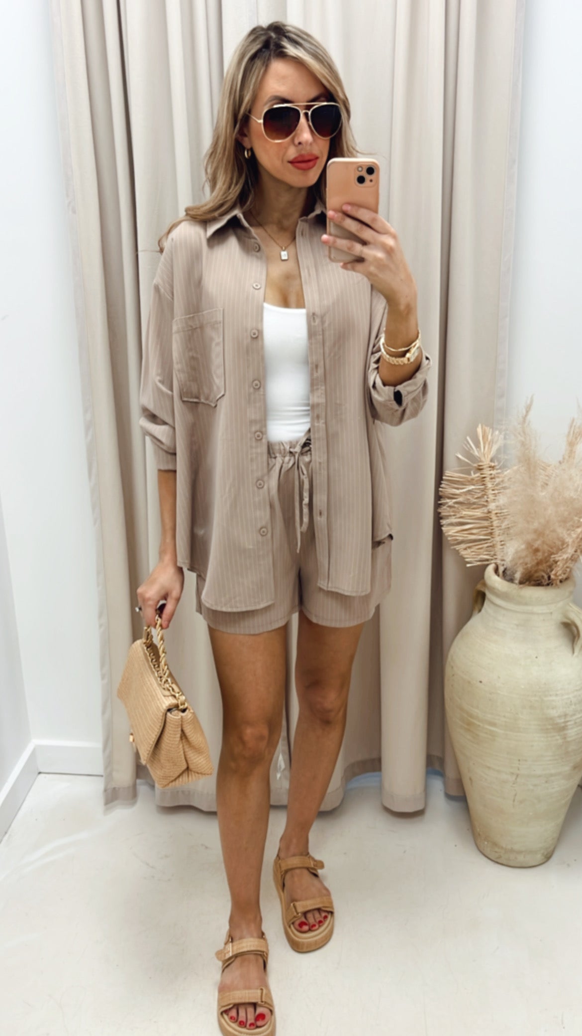 NEW QUIN TWO PIECE SHORT SET (BEIGE OR BLACK)