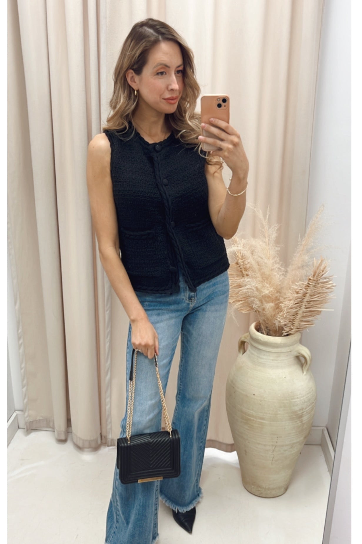 NEW STELLA TWEED VEST (BLACK)