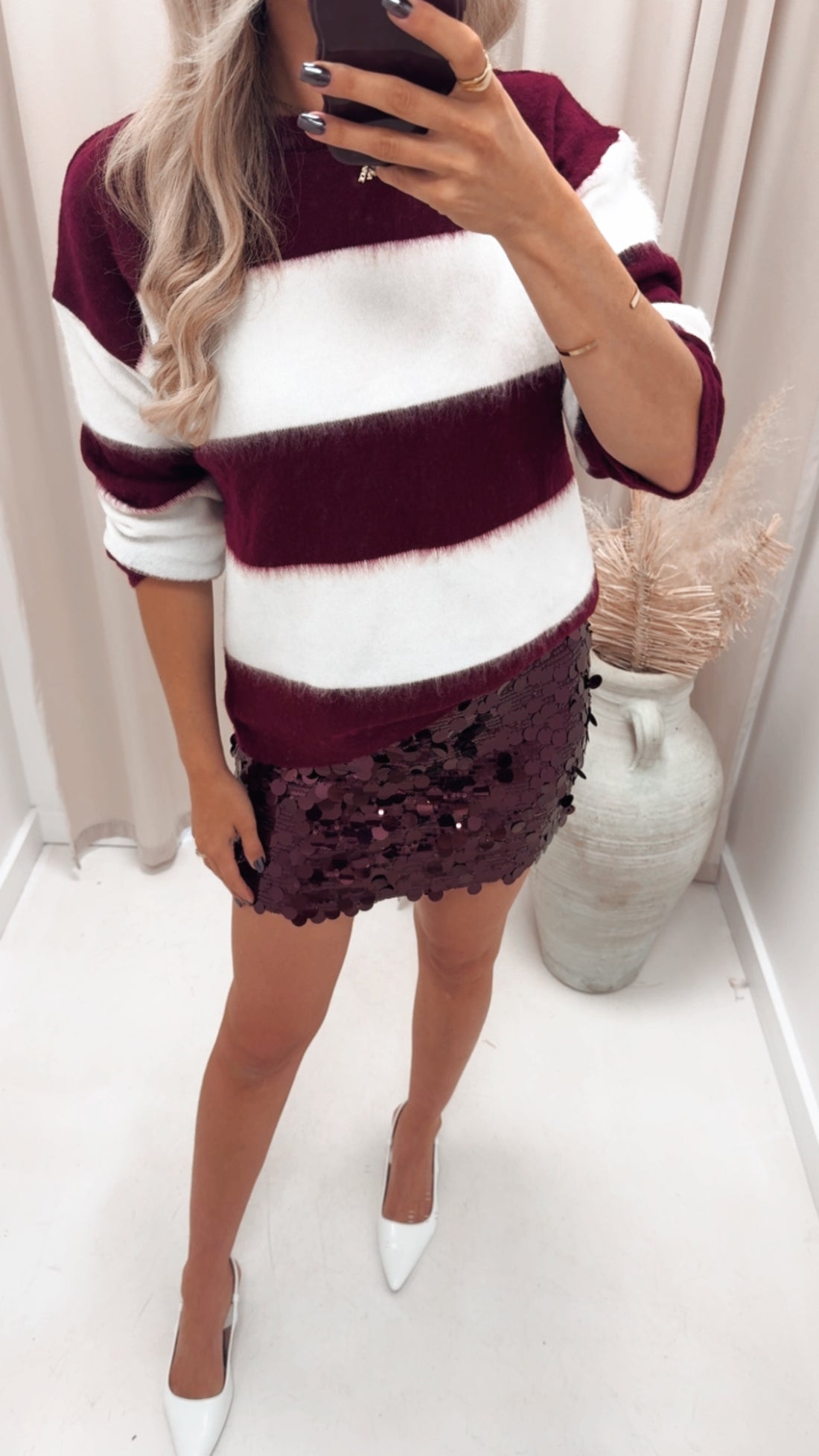 CHARLIE STRIPED SWEATER (BURGUNDY)