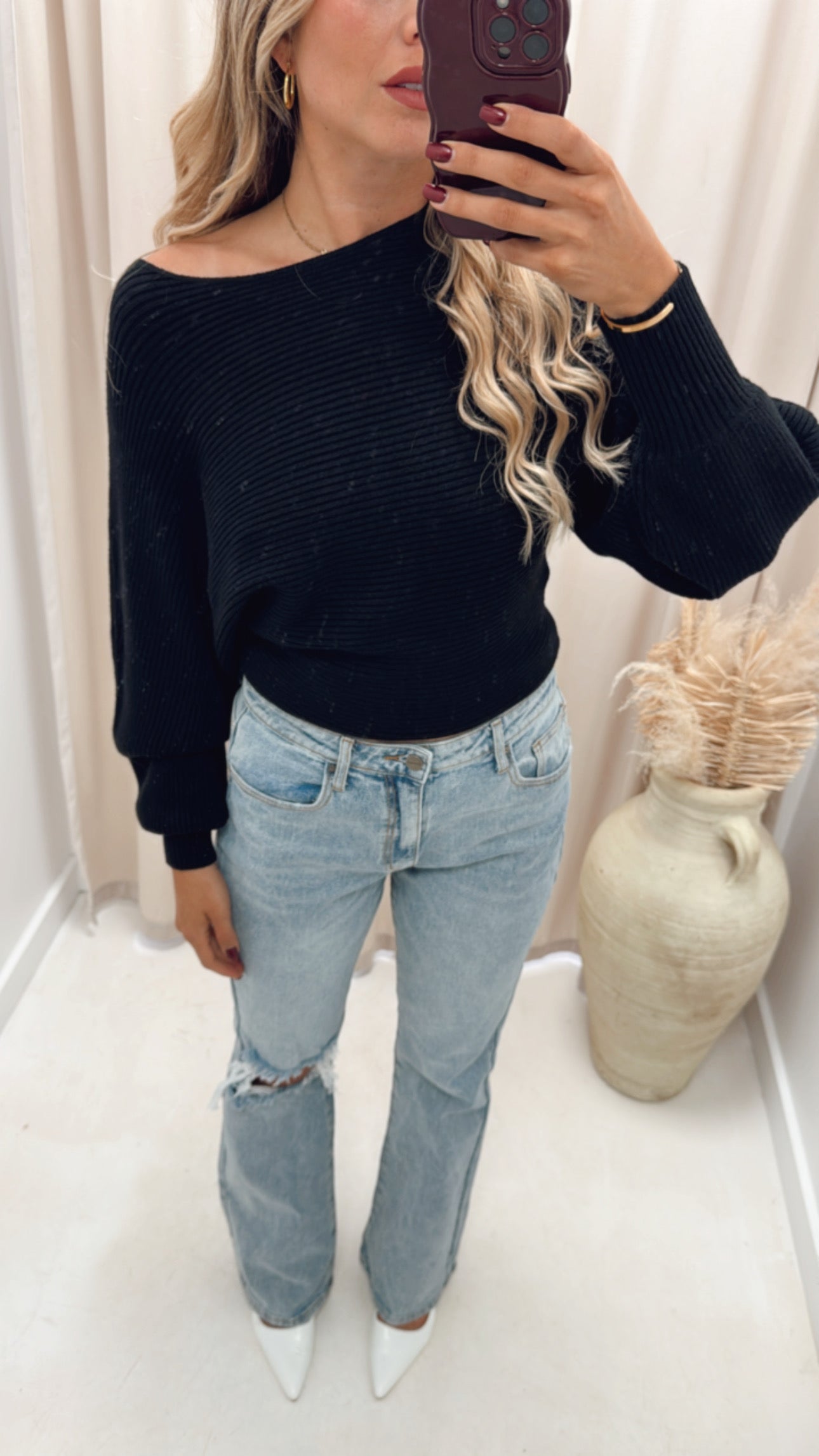 ARLA RIBBED SWEATER (BLACK)