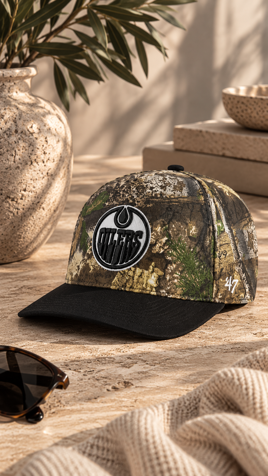 OILERS HITCH BASEBALL HAT (CAMO + BLACK) | 47