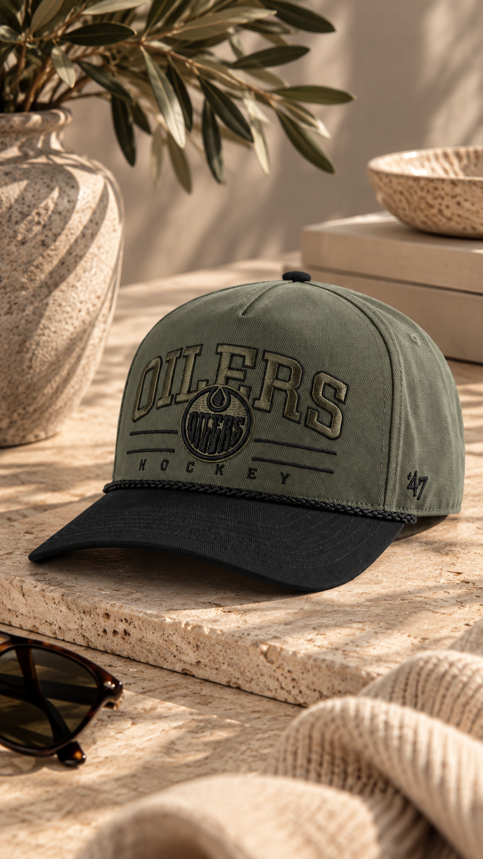 OILERS ROSCO ROPE BASEBALL HAT (OLIVE + BLACK) | 47