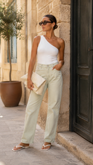 SAGE TUMMY CONTROL SLOUCHY ANKLE BAGGY PANTS (SAGE)