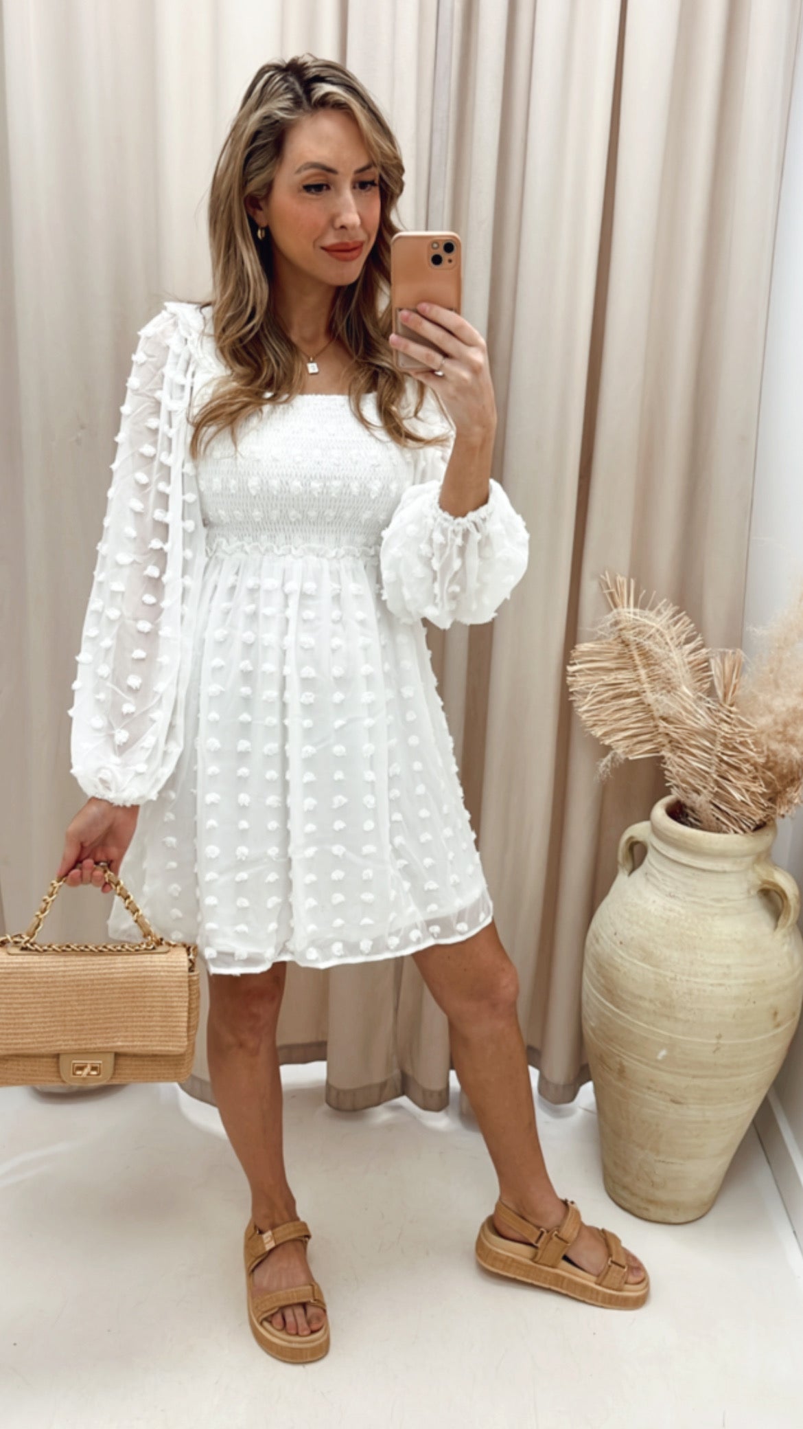 NEW DIOR BABYDOLL MINI DRESS (WHITE) | BEST SELLER | RESTOCK