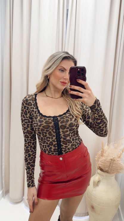 ANIMAL PRINT LACE TOP