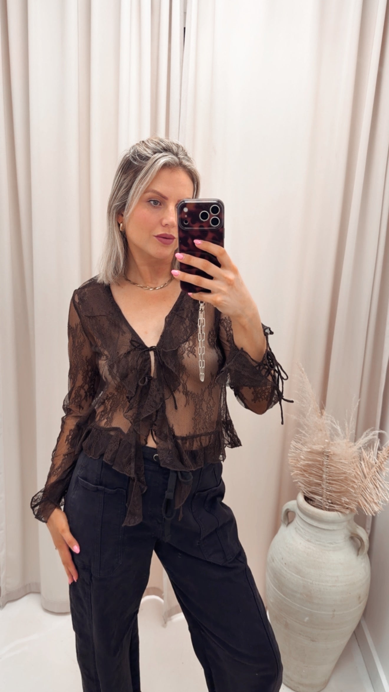ONLCALIBEA L/S RUFFLE TOP WVN EX