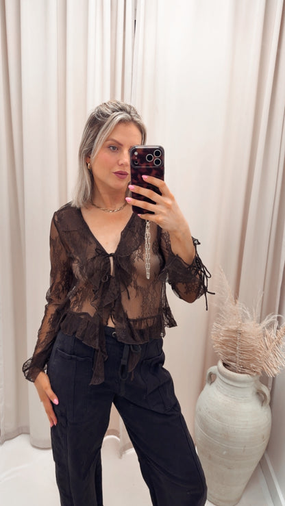 ONLCALIBEA L/S RUFFLE TOP WVN EX