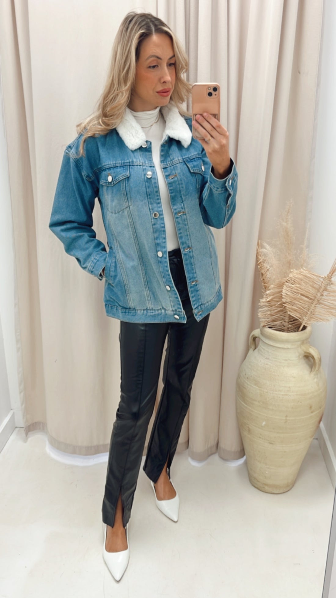 DELTA BELTED DENIM COAT (MEDIUM BLUE)