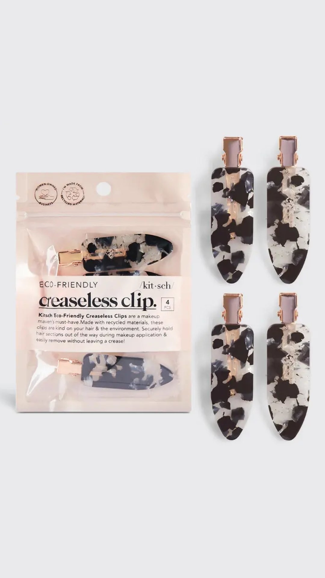 ECO-FRIENDLY CREASELESS CLIPS 4PC SET - BLACK TERRAZZO | KITSCH
