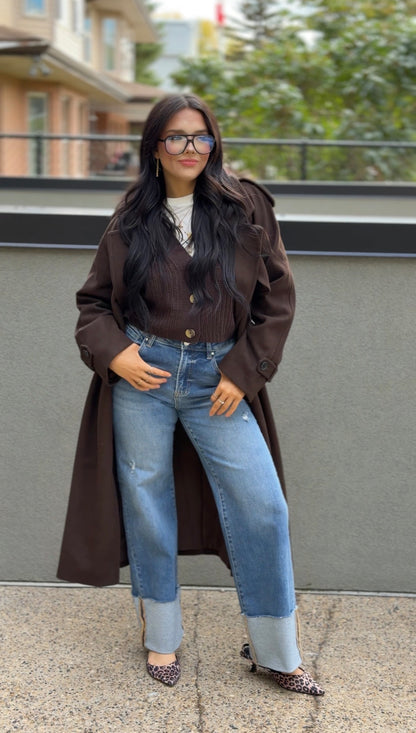 DEAR-TRILLION LONG BELT COAT (BROWN) | ONLY