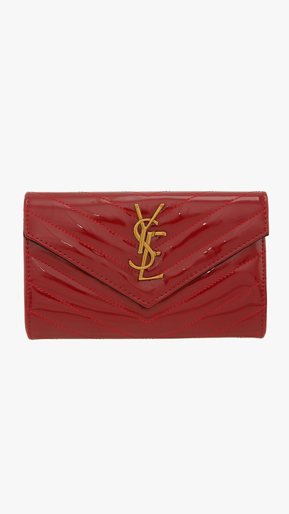 HIGH SHINE CHEVRON QUILTED CROSSBODY BAG (RED &amp; BLACK)