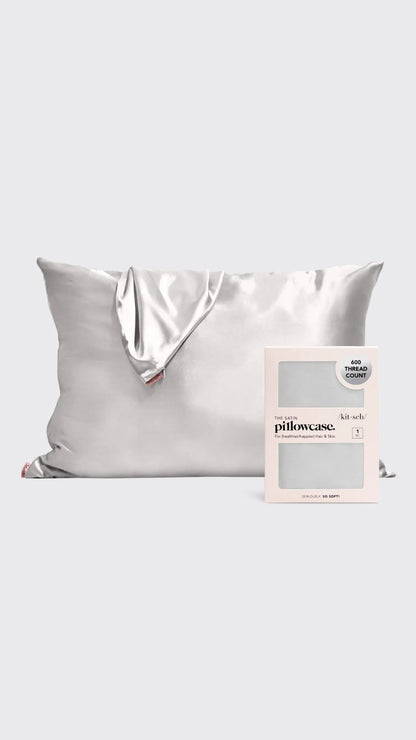 SATIN PILLOWCASE SILVER | KITSCH