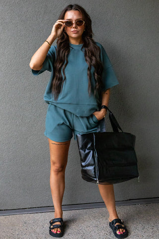 TALIN TWO PIECE SHORT SET (TEAL)