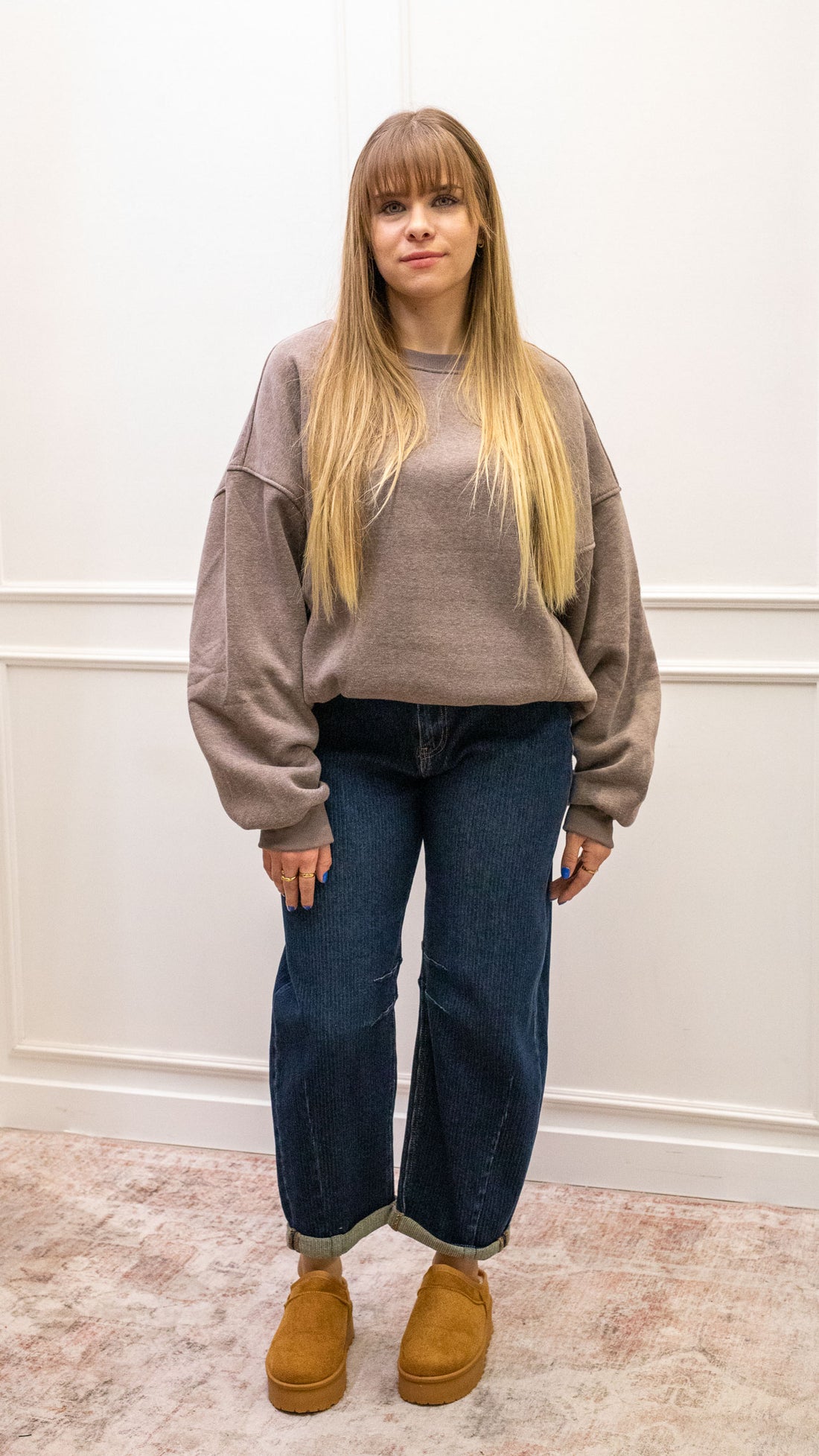 FAIRA CREW NECK SWEATER | TAUPE