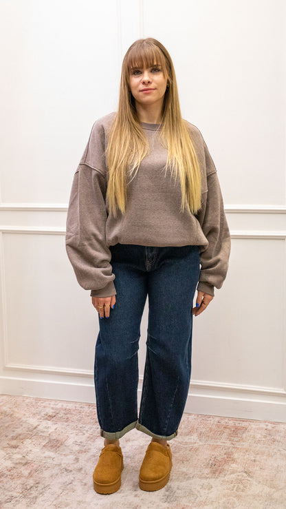 FAIRA CREW NECK SWEATER | TAUPE