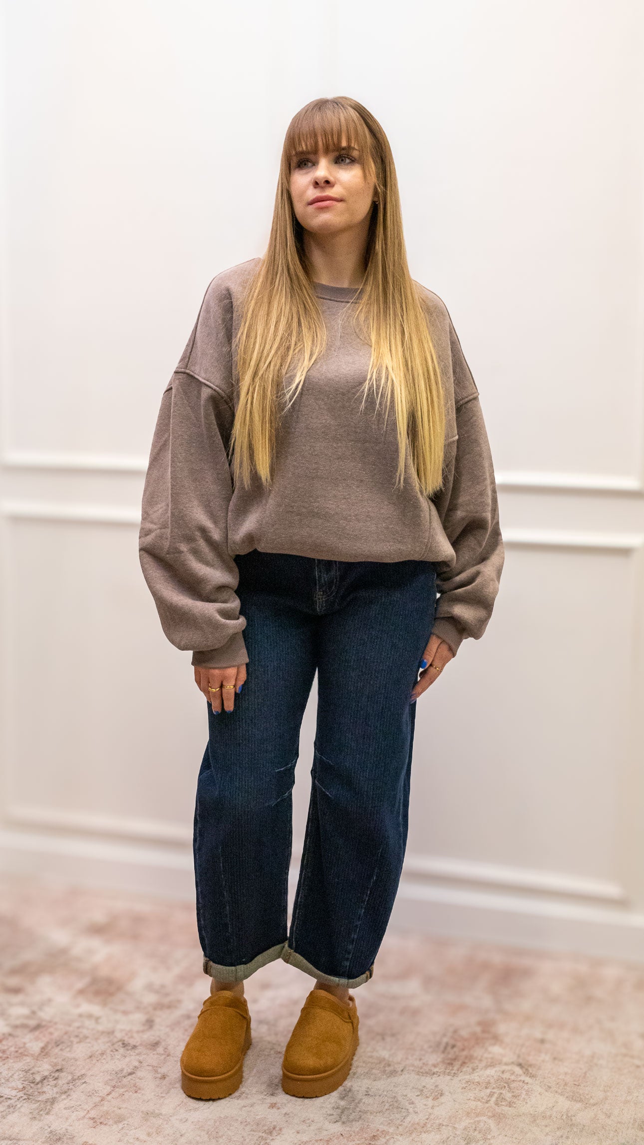 FAIRA CREW NECK SWEATER | TAUPE