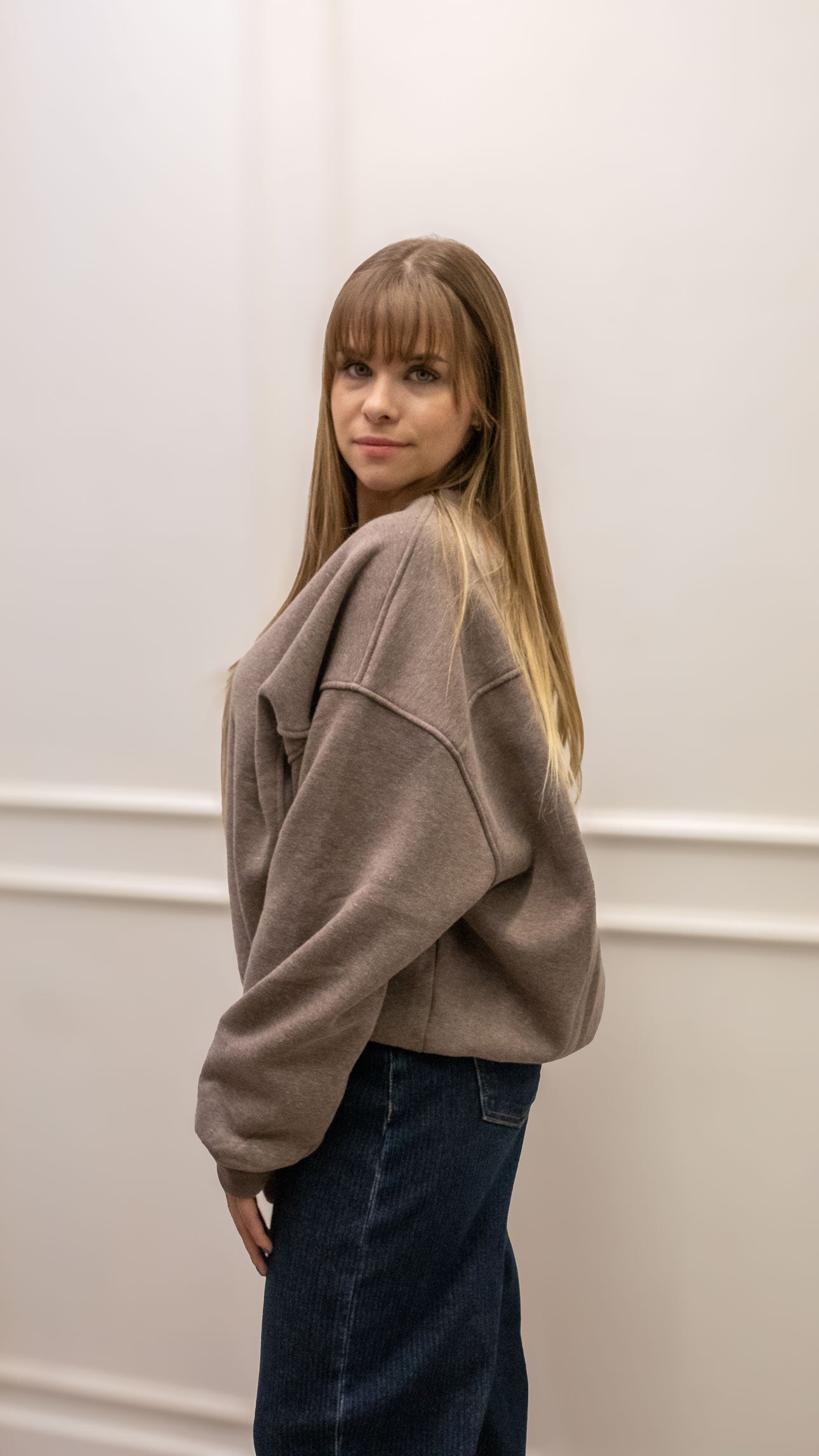 FAIRA CREW NECK SWEATER | TAUPE