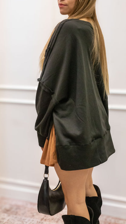 HOLLY JOLLY SWEATSHIRT (BLACK/RED PLAID)