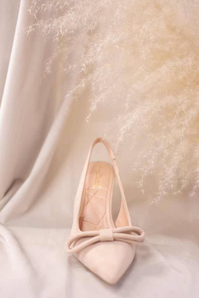 NEW POINTED BOW SLINGBACK HEEL (NUDE)