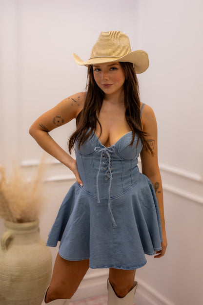 NEW PRISHA DENIM MINI DRESS