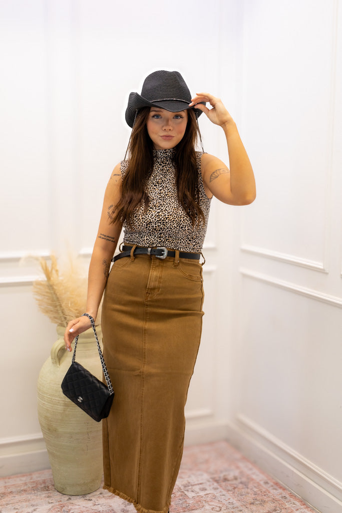 NEW AVA HIGHRISE MAXI SKIRT (TAUPE)