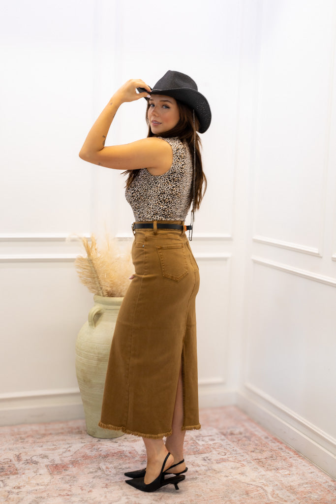 NEW AVA HIGHRISE MAXI SKIRT (TAUPE)