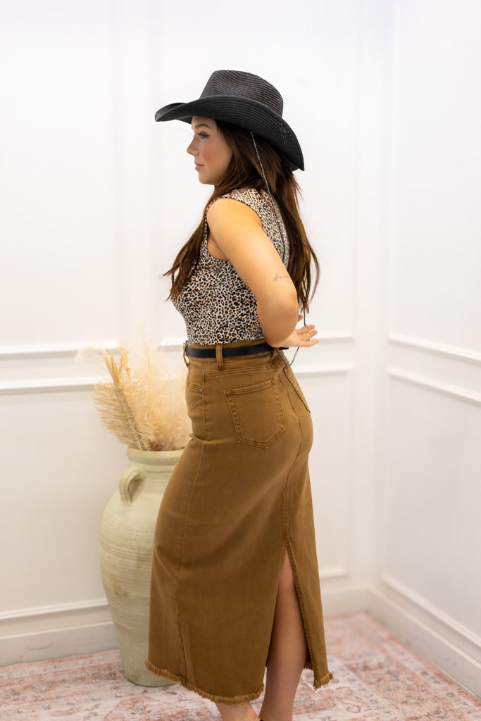 NEW AVA HIGHRISE MAXI SKIRT (TAUPE)
