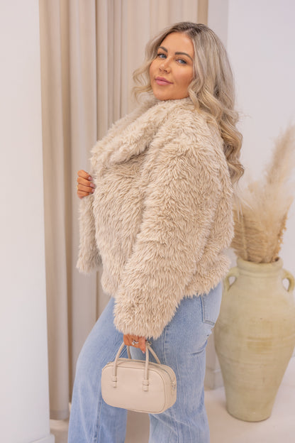 NEW LILY FAUX FUR COAT (TAN)