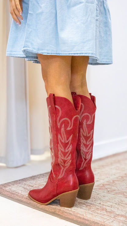 DARIAN COWBOY TALL BOOT (RED)