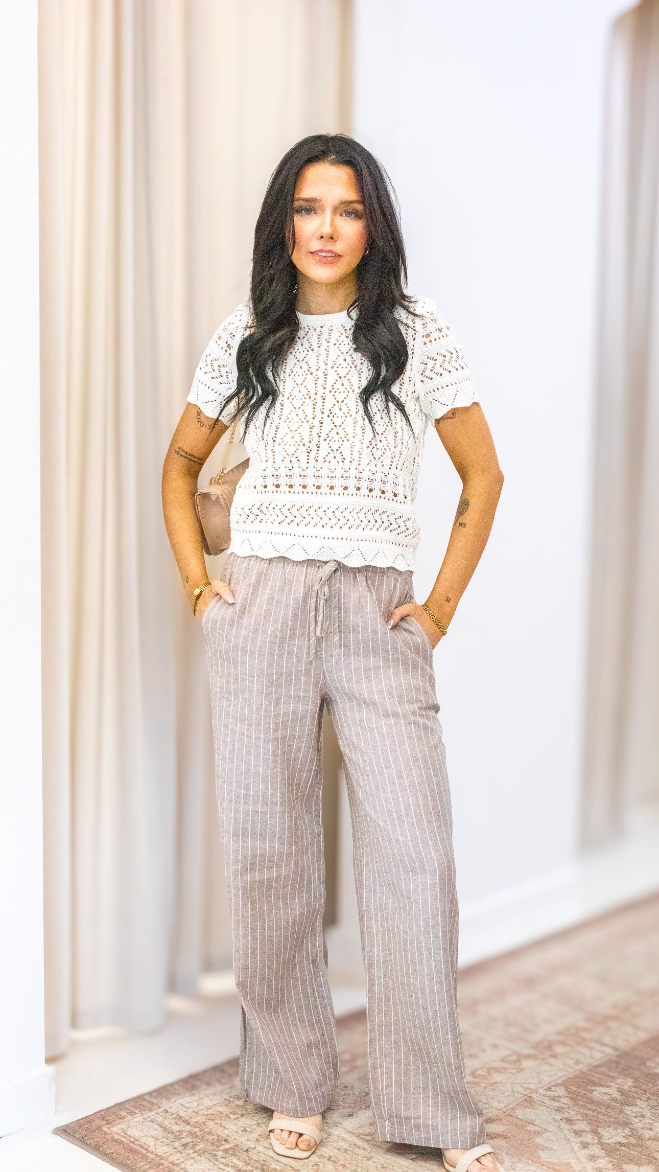 LUDO LINEN BLEND STRIPE PANTS CC OTW | ONLY