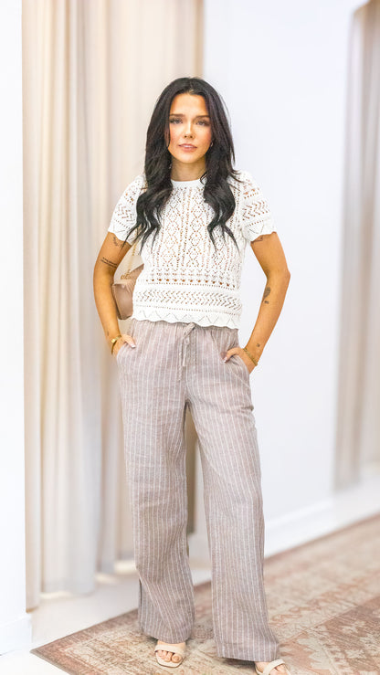 LUDO LINEN BLEND STRIPE PANTS CC OTW | ONLY