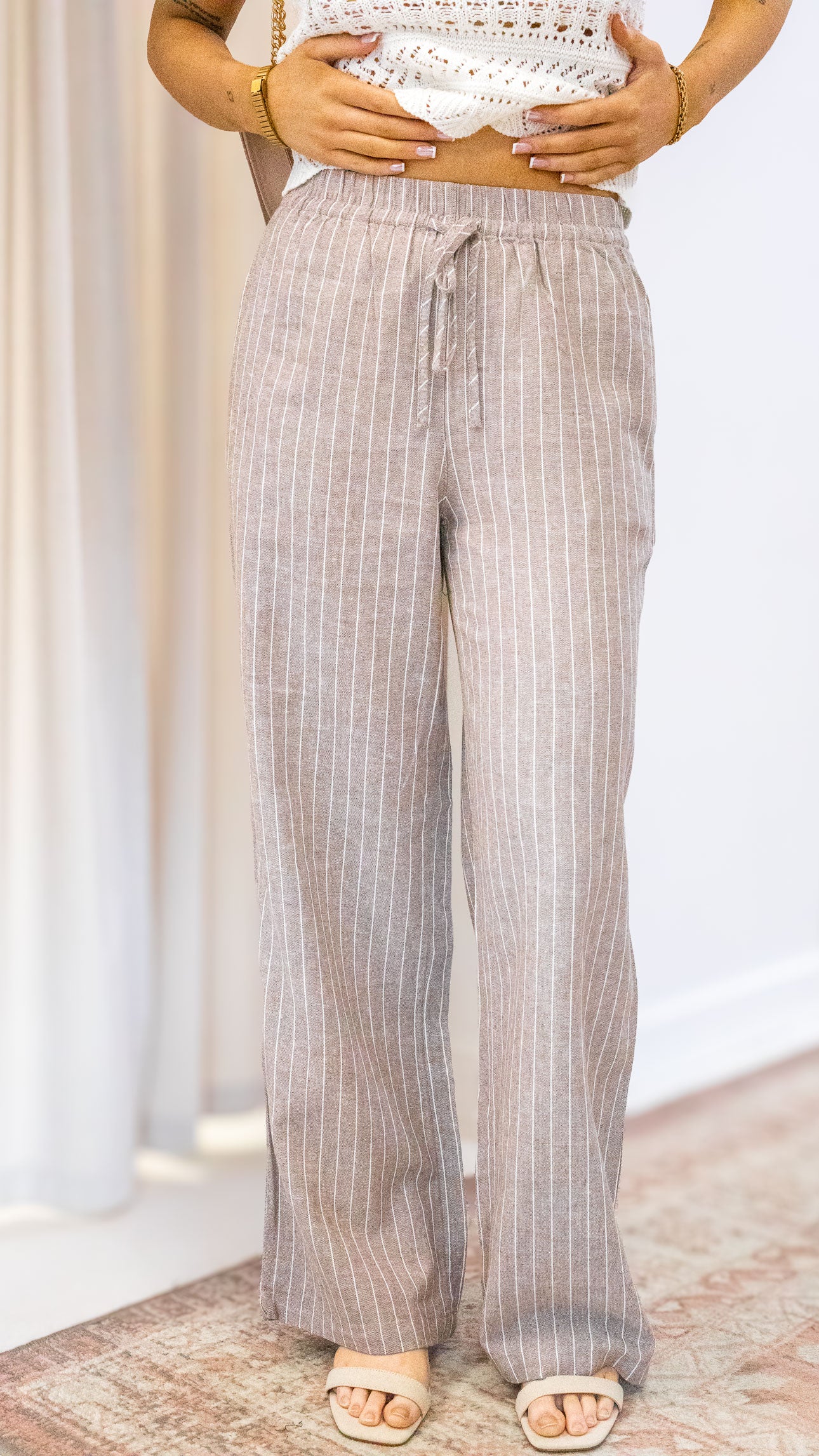 LUDO LINEN BLEND STRIPE PANTS CC OTW | ONLY