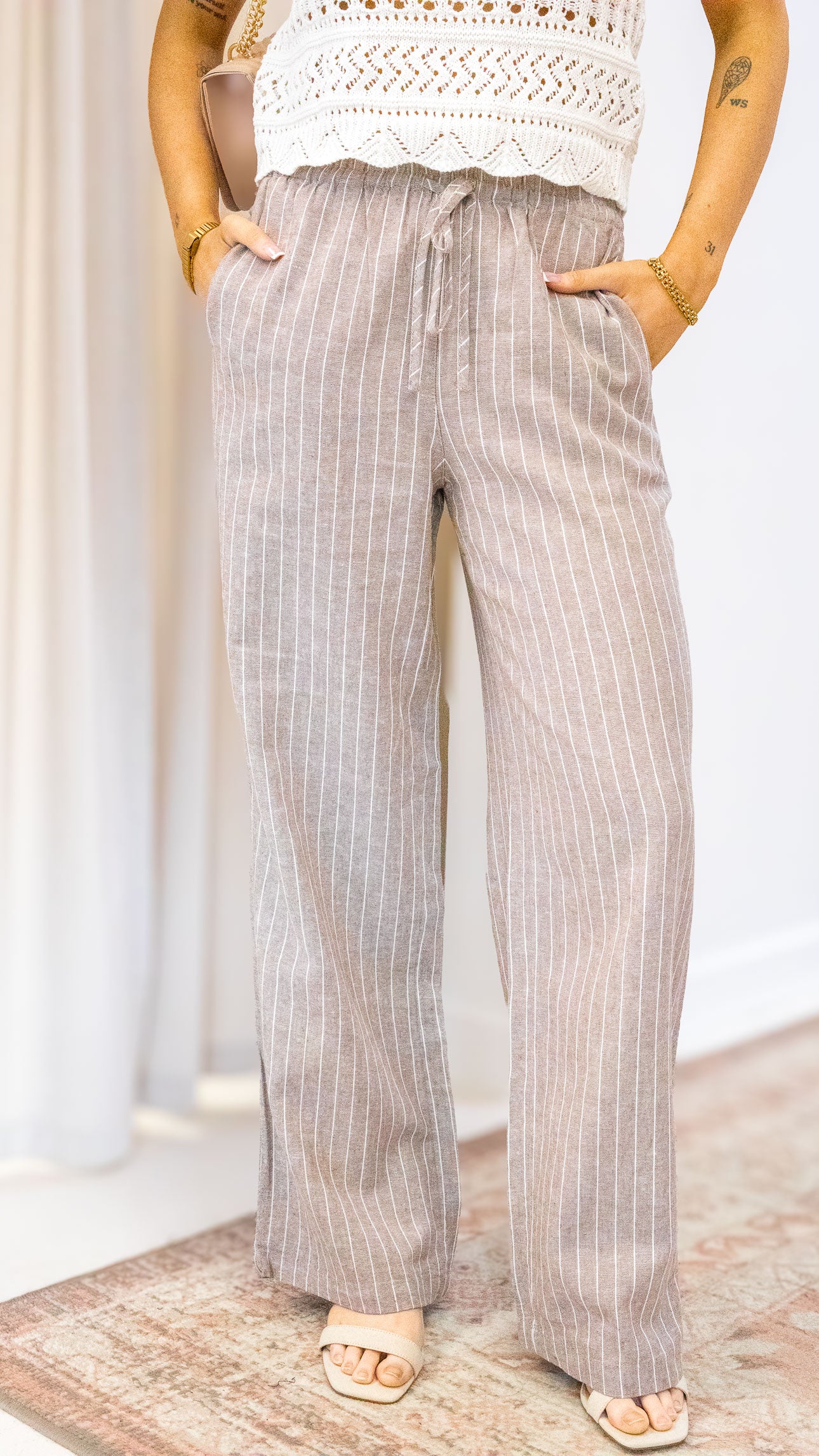 LUDO LINEN BLEND STRIPE PANTS CC OTW | ONLY