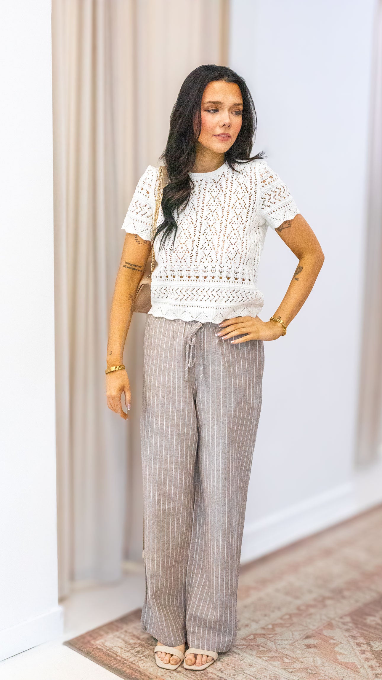 LUDO LINEN BLEND STRIPE PANTS CC OTW | ONLY