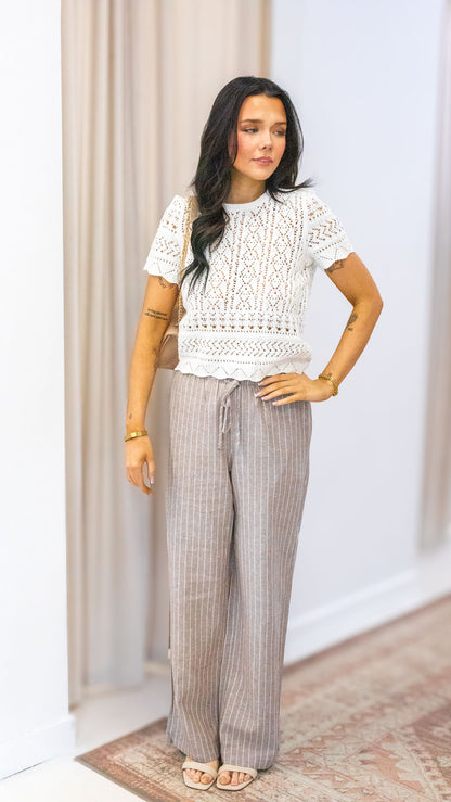 LUDO LINEN BLEND STRIPE PANTS CC OTW | ONLY