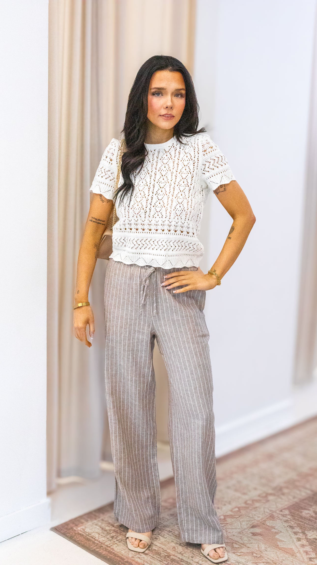 LUDO LINEN BLEND STRIPE PANTS CC OTW | ONLY