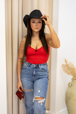 BARDOT BUSTIER CROP (RED)